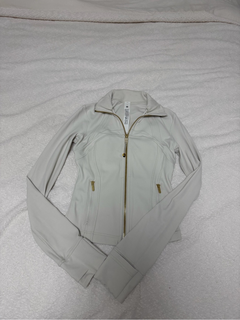 lululemon athletica Light Beige Zip-Up Jacket with Gold Hardware